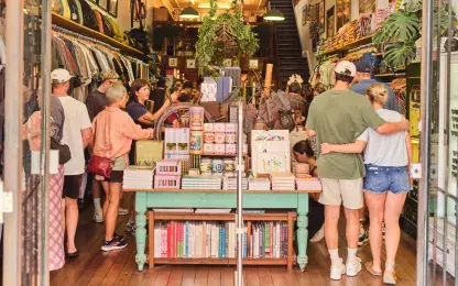 Lots of shoppers inside at Three Stories