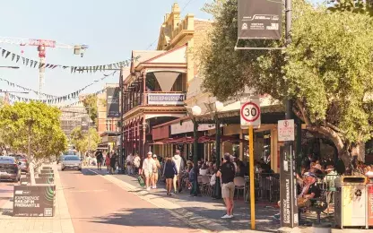 a look down Cappuccino Strip on High street in Fremantle