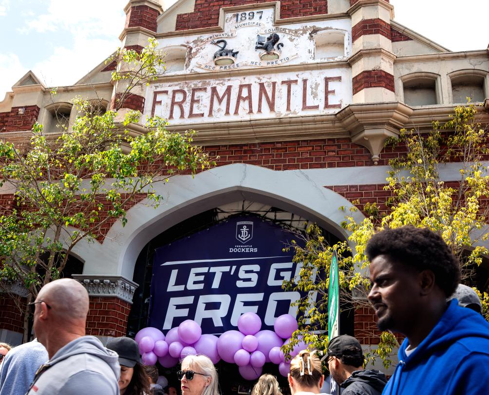 the Fremantle Markets with Dockers decorations 